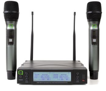 Q-Audio QWM 1960 V2 HH Twin Handheld Radio Microphone System Wireless Ch38