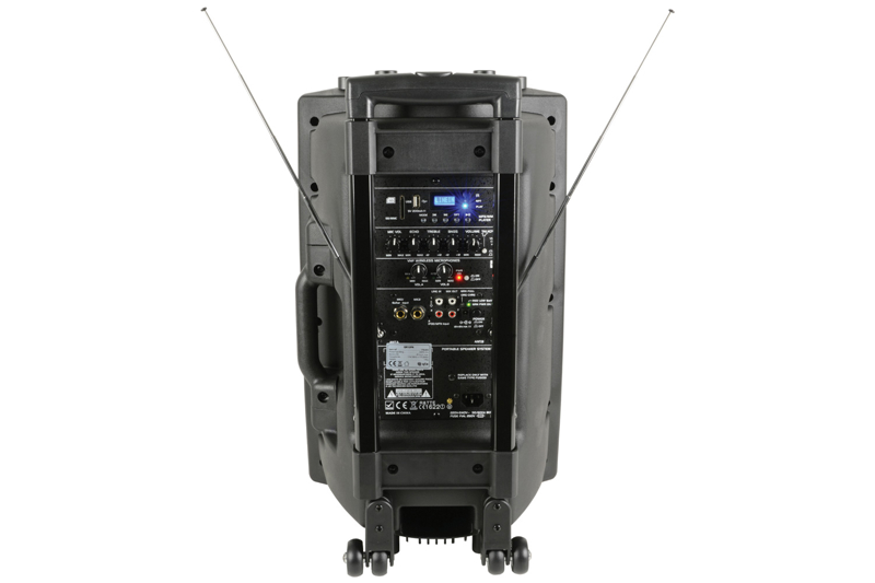 QTX QR12PA Battery Powered PA Speaker with 2 x Wireless Microphones SD card USB Playback